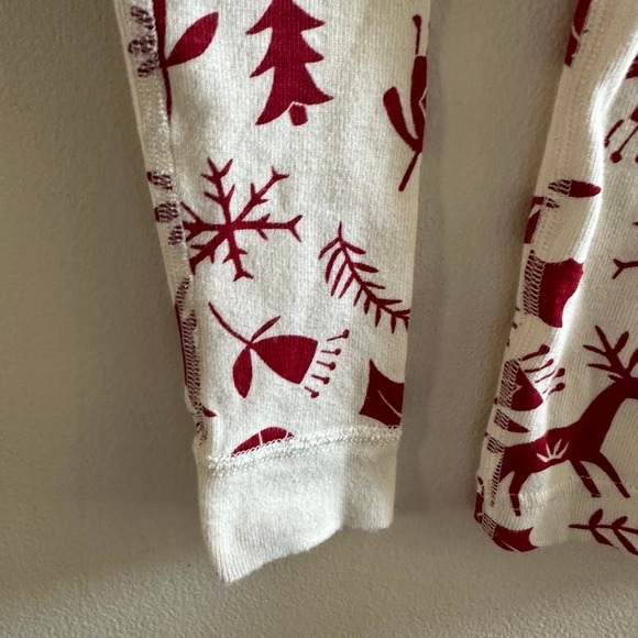 Hanna Andersson pajama long john top cream red reindeer 140 - Picture 7 of 8